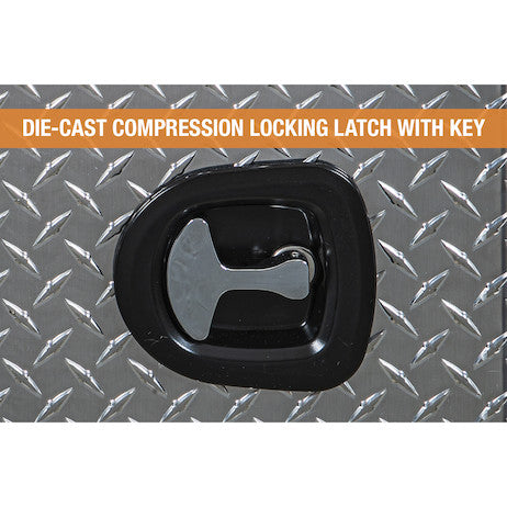 18x18x36 Inch Diamond Tread Aluminum Underbody Truck Box - Double Barn Door, 3-Point Compression Latch