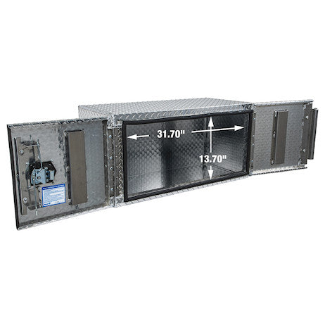 18x18x36 Inch Diamond Tread Aluminum Underbody Truck Box - Double Barn Door, 3-Point Compression Latch