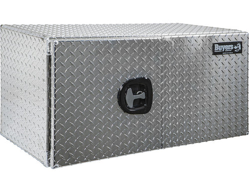 18x18x36 Inch Diamond Tread Aluminum Underbody Truck Box - Double Barn Door, 3-Point Compression Latch