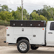 GLOSS BLACK DIAMOND TREAD ALUMINUM TOPSIDER TRUCK TOOL BOX SERIES WITH FLIP-UP DOORS