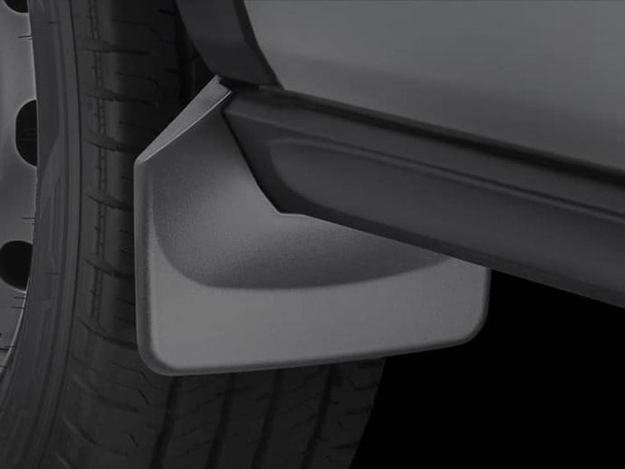 WEATHERTECH BLACK MOLDED CUSTOM FIT FRONT MUD FLAPS ; 14-24 TRANSIT (DOES NOT FIT MODELS WITH OEM WHEEL WELL LINERS)