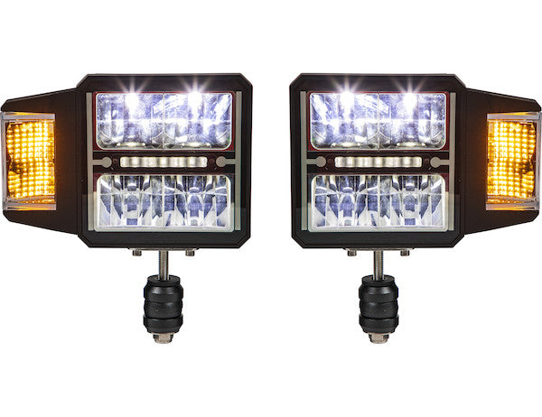 SAM Universal Heated LED Snow Plow Headlights with Multi-Mount Signal - 1312200 - Buyers Products