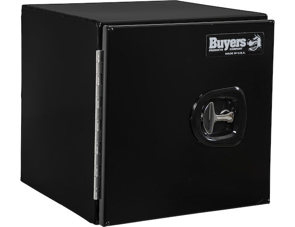 18x18x18 Inch Black Smooth Aluminum Underbody Truck Tool Box - Single Barn Door, Compression Latch - 1705795 - Buyers Products