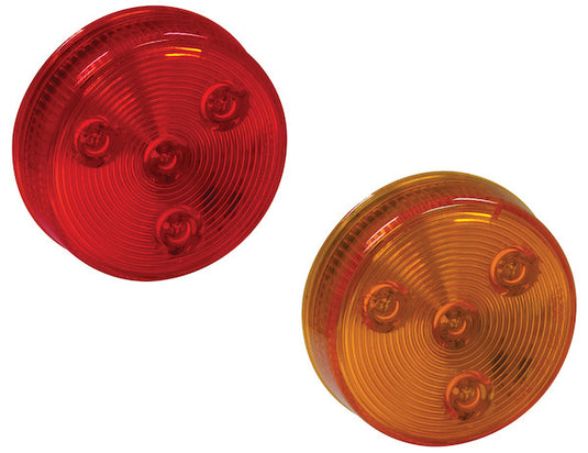 2.5 Inch Amber Round Clearance/Marker Light Kit With 4 LEDs (PL-10 Connection, Includes Grommet and Plug) - 5622524 - Buyers Products