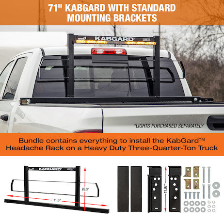 KabGard Heavy-Duty Steel Pickup Truck Headache Rack Bundle With Standard Mounting Brackets, 71 Inch - 3052913 - Buyers Products