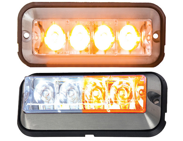 Raised 5 Inch Amber LED Strobe Light with 19 Flash Patterns - 8891104 - Buyers Products