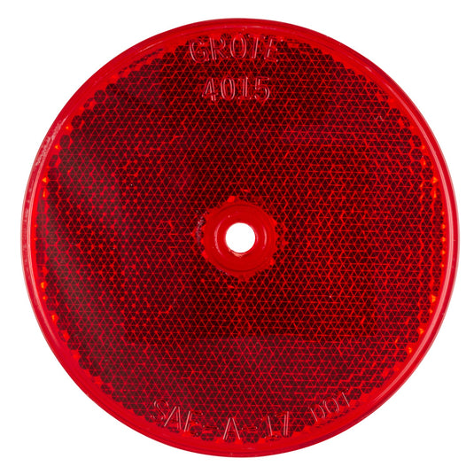 Reflector, 3 1/4" Round, Red, Sealed, Center-Mount - 40152 - Grote