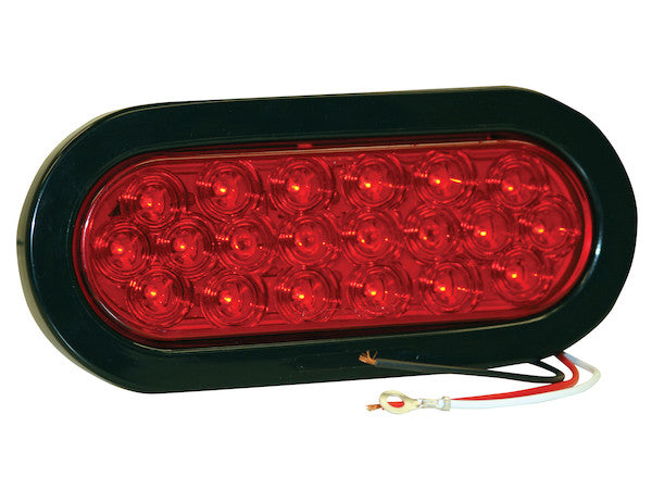 6 Inch Red Oval Stop/Turn/Tail Light with 20 LEDs Kit (PL-3 Connection, Includes Grommet and Plug) - 5626520 - Buyers Products