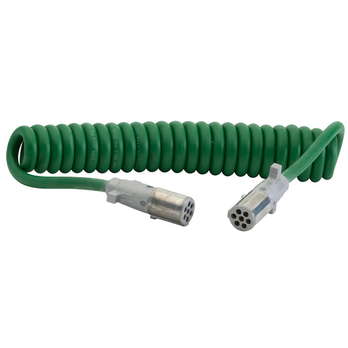 Trailer Wiring, Coil Cord, 15', Green, ABS, 1/8, 2/10, 4/12 Gauge - 87101 - Grote