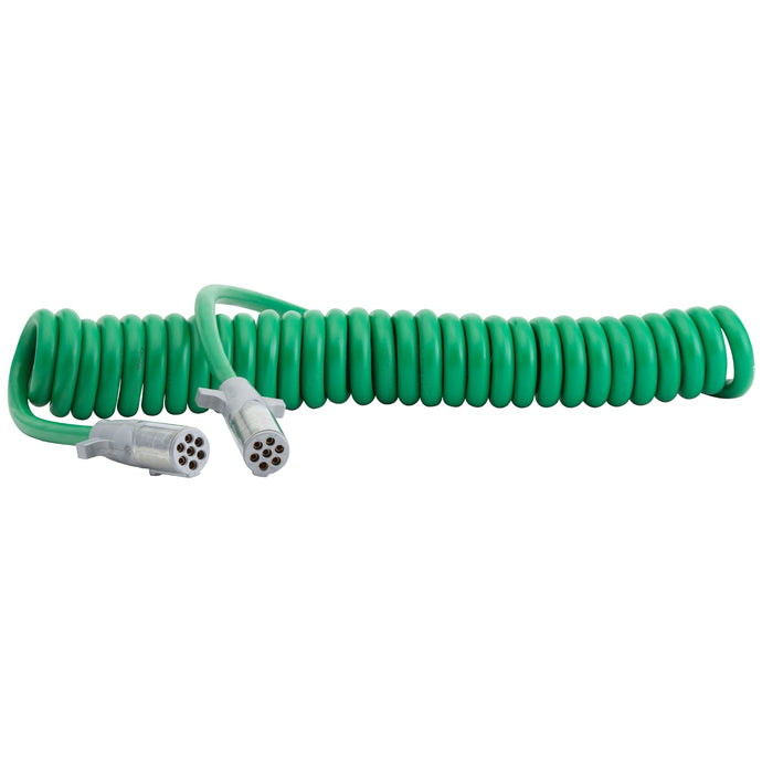 Trailer Wiring, Coil Cord, 20', Green, Polyurethane, 1/8, 2/10, 4/12 Gauge - 87105 - Grote