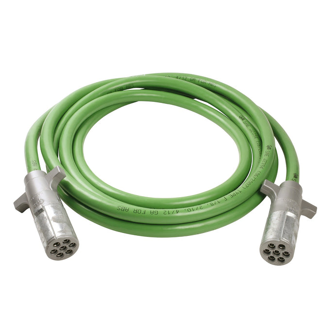 Trailer Wiring, Straight Green ABS, 7', 4/12, 2/10 & 1/8 Gauge, Metal Plugs - 87190 - Grote