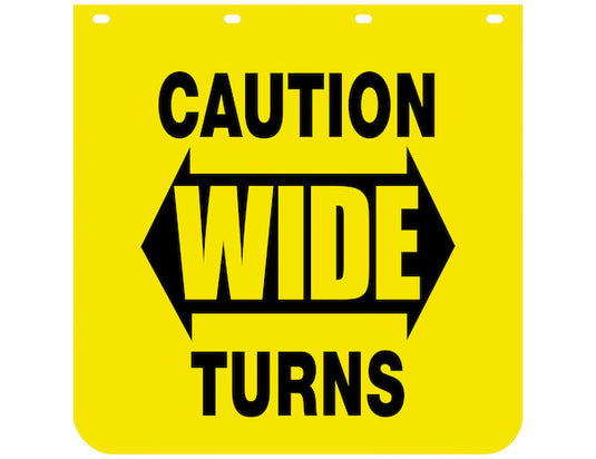 Caution Wide Turns Yellow Polymer Mudflaps 24x36 Inch - B2436YC - Buyers Products