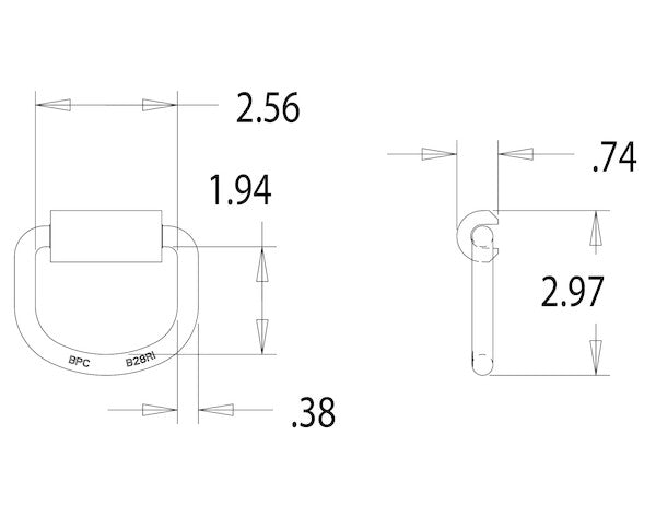 3/8 Inch Heavy Duty Rope Ring With Weld-On Mounting Bracket Zinc Plated - B28F - Buyers Products