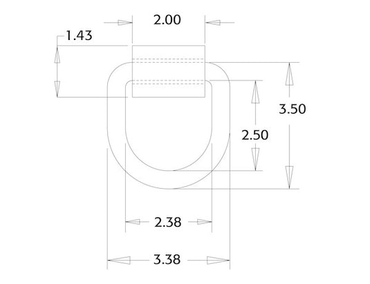 Domestically Forged 1/2 Inch Forged D-Ring With 2-Hole Mounting Bracket - B38 - Buyers Products