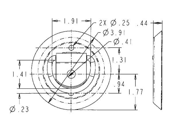 Surface Mounted Rope Ring Plastic Pan With 1/4 Inch Diameter Steel Ring - B705 - Buyers Products