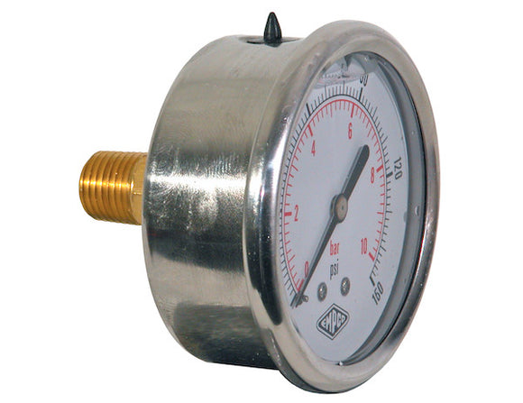 Silicone Filled Pressure Gauge - Center Back Mount 0-300 PSI - HPGCB300 - Buyers Products